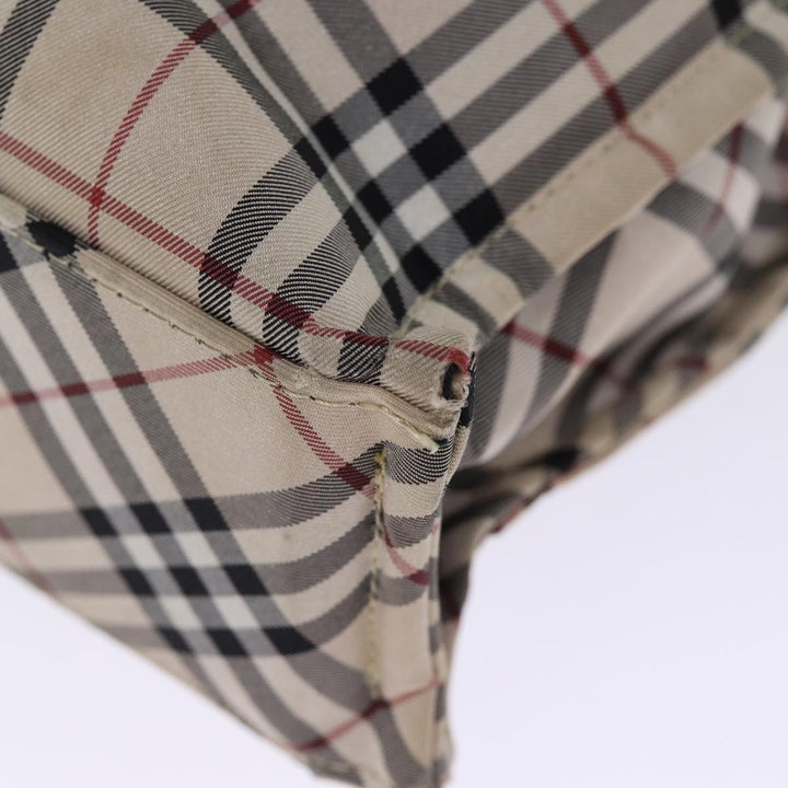 Burberry Nova Check Blue Label Hand Bag Nylon Beige Auth kk235