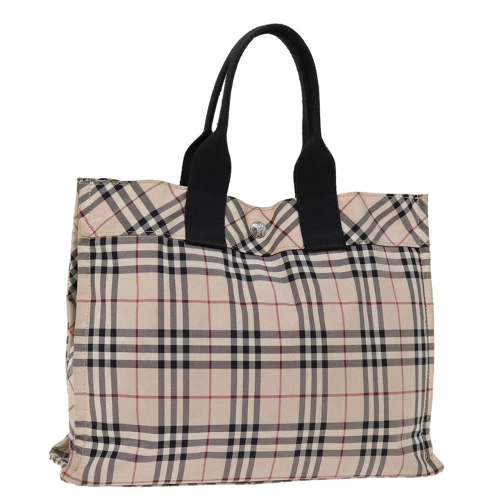 Burberry Nova Check Blue Label Hand Bag Nylon Beige Auth kk235