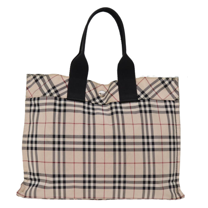 Burberry Nova Check Blue Label Hand Bag Nylon Beige Auth kk235