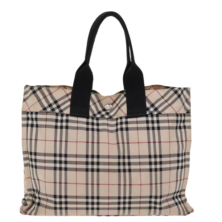 Burberry Nova Check Blue Label Hand Bag Nylon Beige Auth kk235