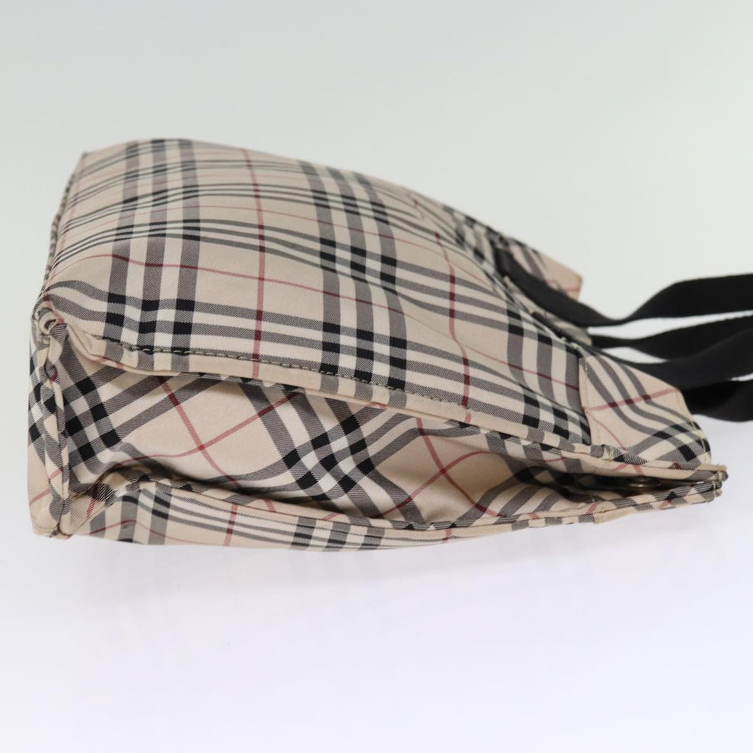 Burberry Nova Check Blue Label Hand Bag Nylon Beige Auth kk235