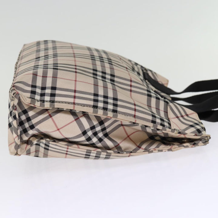 Burberry Nova Check Blue Label Hand Bag Nylon Beige Auth kk235