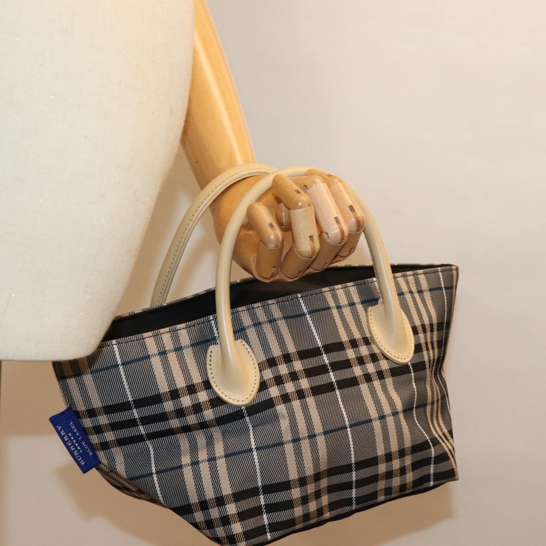 Top Quality Burberry Nova Check Blue Label Hand Bag Nylon Blue Auth kk236