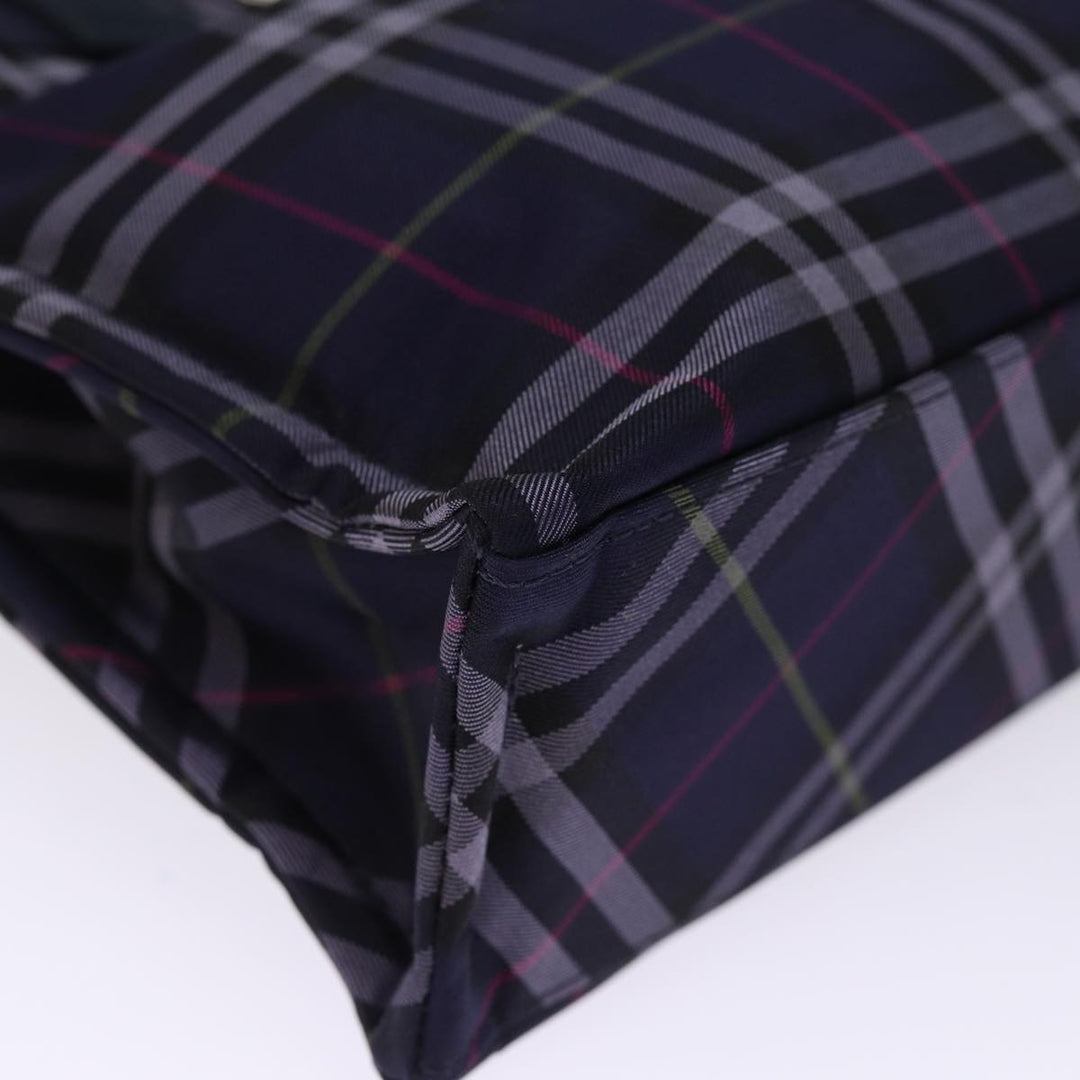 Burberry Nova Check Blue Label Hand Bag Nylon Navy Auth kk237