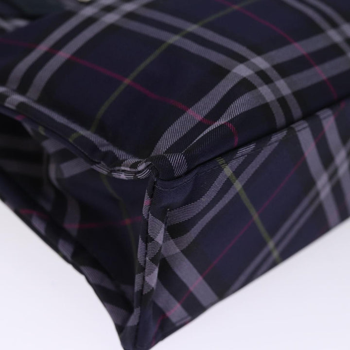 Burberry Nova Check Blue Label Hand Bag Nylon Navy Auth kk237