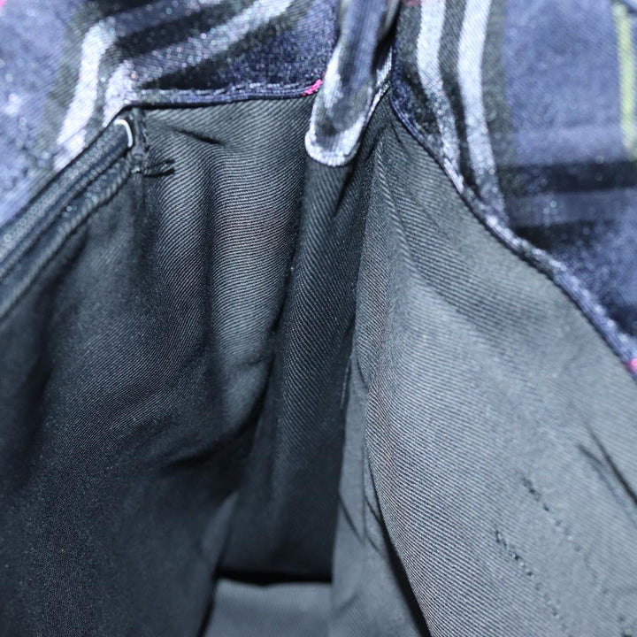 Burberry Nova Check Blue Label Hand Bag Nylon Navy Auth kk237
