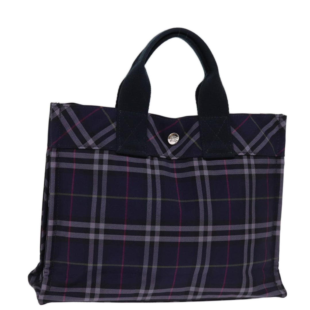Burberry Nova Check Blue Label Hand Bag Nylon Navy Auth kk237