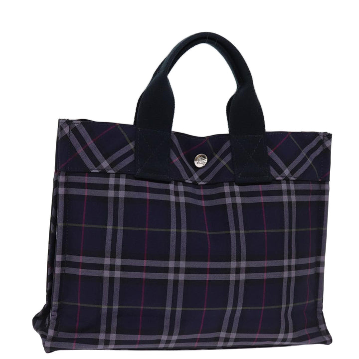 Burberry Nova Check Blue Label Hand Bag Nylon Navy Auth kk237
