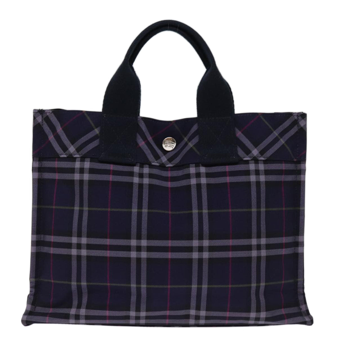 Burberry Nova Check Blue Label Hand Bag Nylon Navy Auth kk237