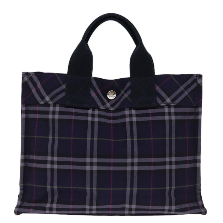Burberry Nova Check Blue Label Hand Bag Nylon Navy Auth kk237