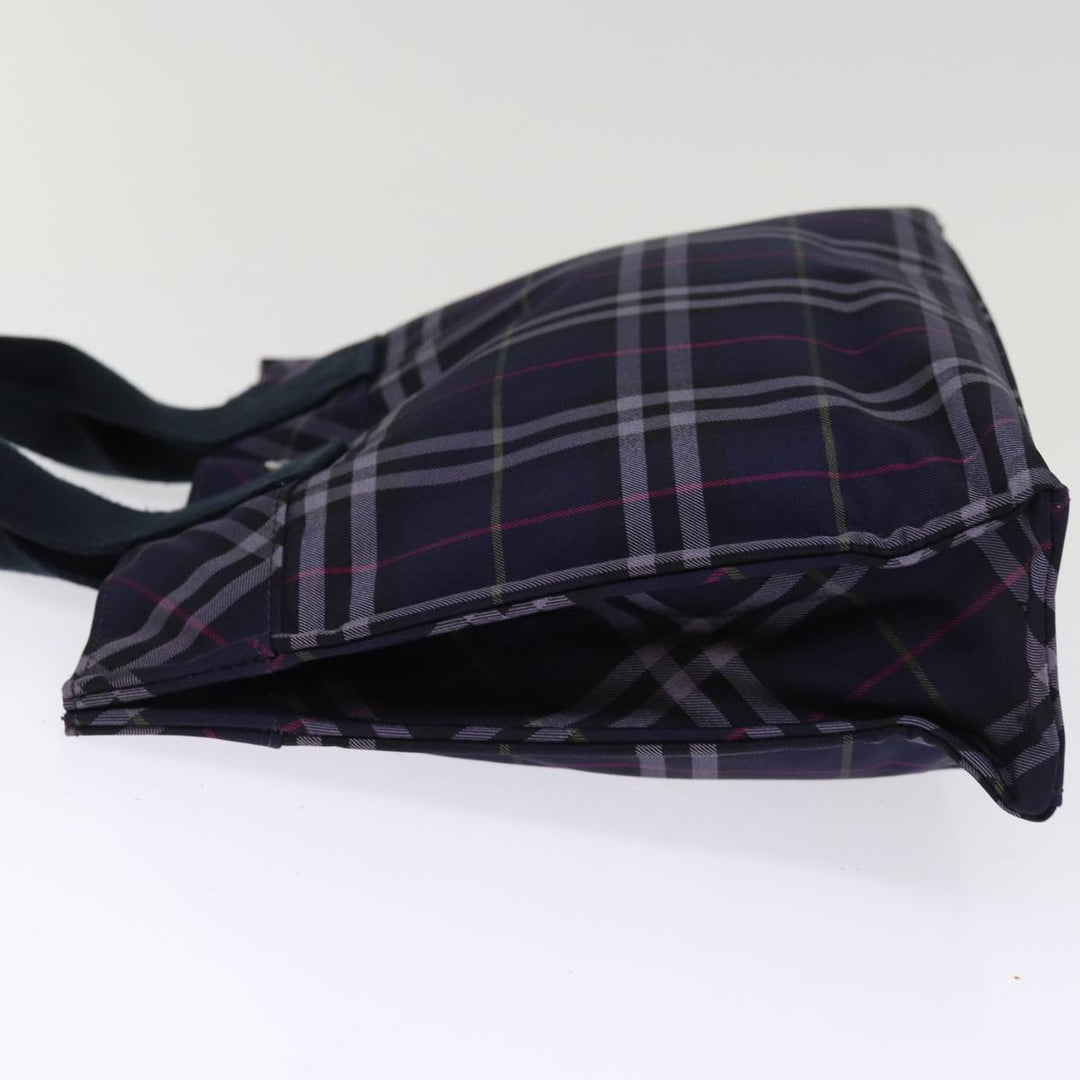 Burberry Nova Check Blue Label Hand Bag Nylon Navy Auth kk237