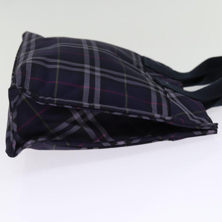 Burberry Nova Check Blue Label Hand Bag Nylon Navy Auth kk237