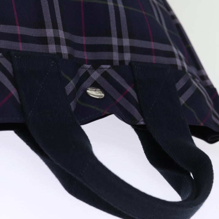 Burberry Nova Check Blue Label Hand Bag Nylon Navy Auth kk237
