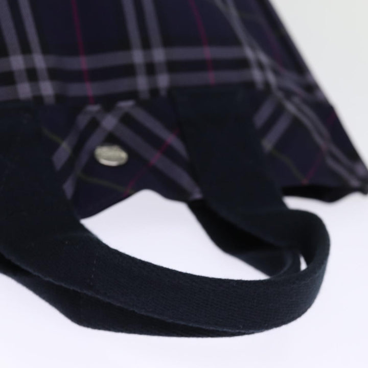Burberry Nova Check Blue Label Hand Bag Nylon Navy Auth kk237