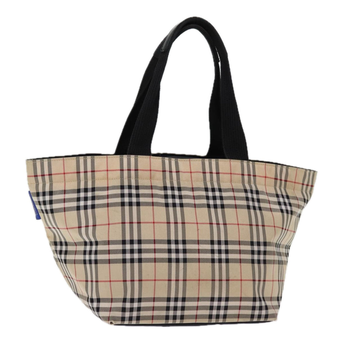BURBERRYSs Blue Label Nova Check Tote Bag Nylon Beige Auth kk239