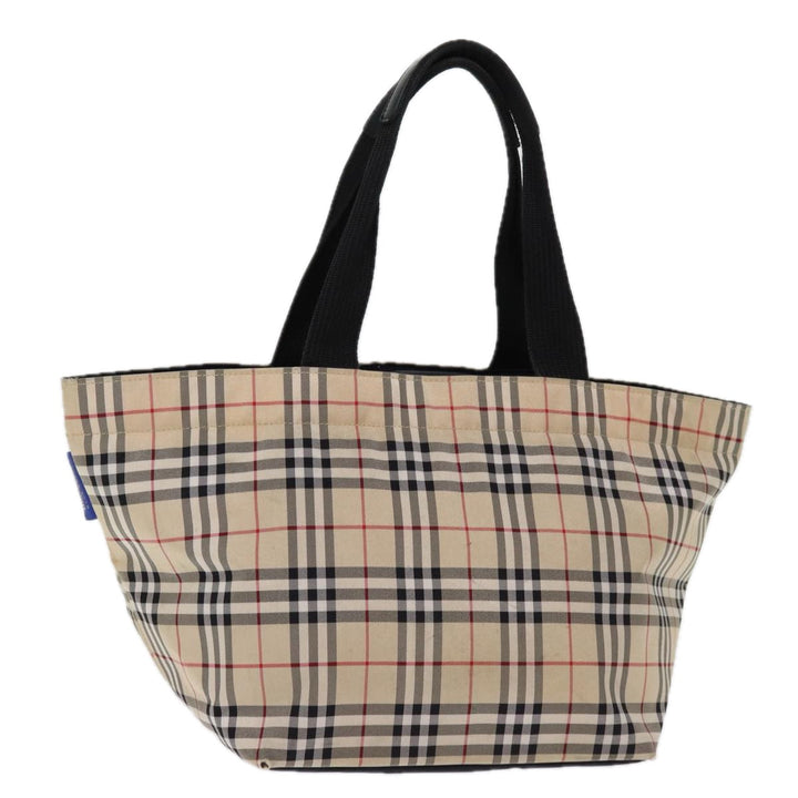 BURBERRYSs Blue Label Nova Check Tote Bag Nylon Beige Auth kk239