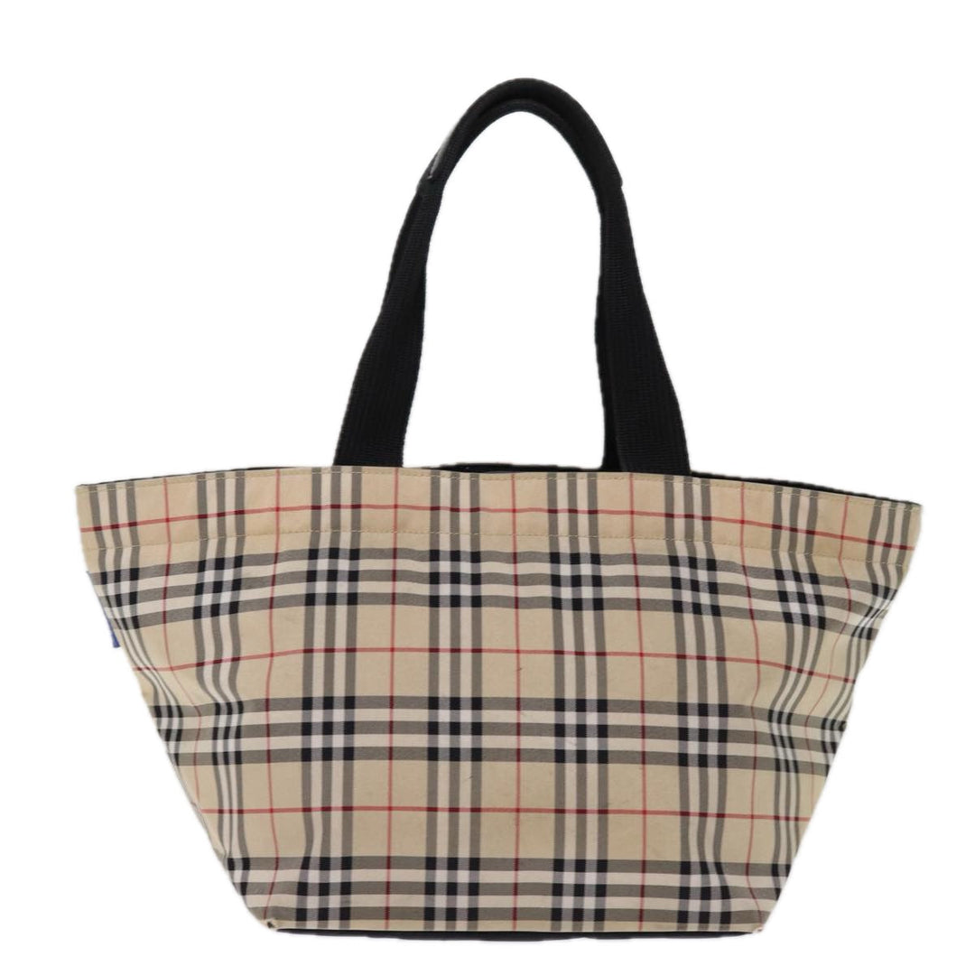 BURBERRYSs Blue Label Nova Check Tote Bag Nylon Beige Auth kk239