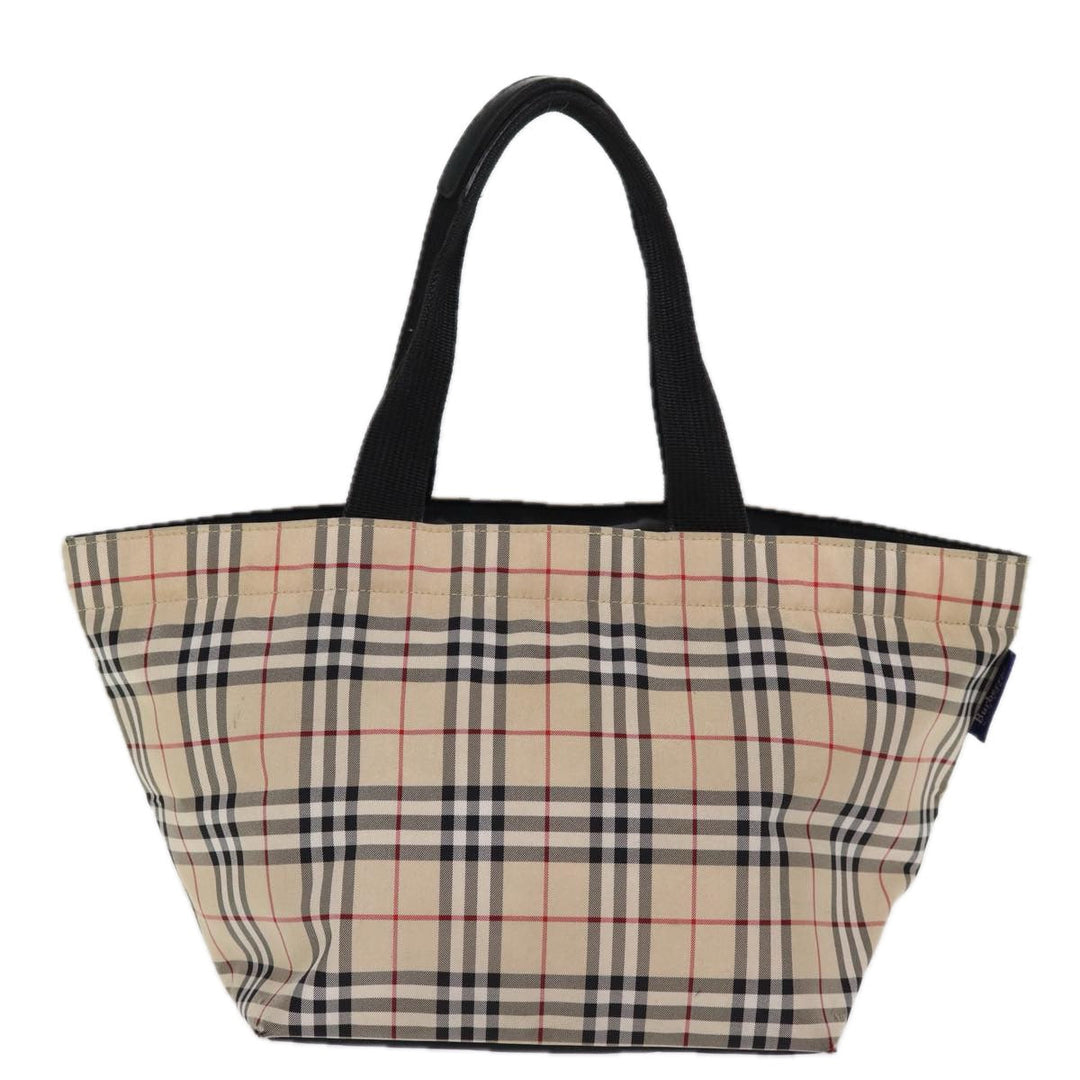 BURBERRYSs Blue Label Nova Check Tote Bag Nylon Beige Auth kk239