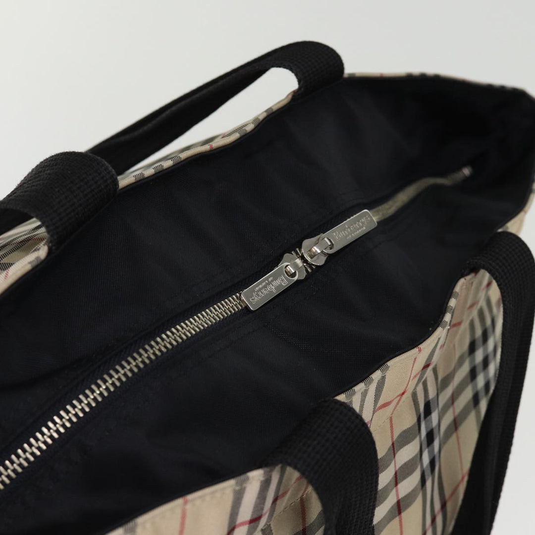BURBERRYSs Blue Label Nova Check Tote Bag Nylon Beige Auth kk239