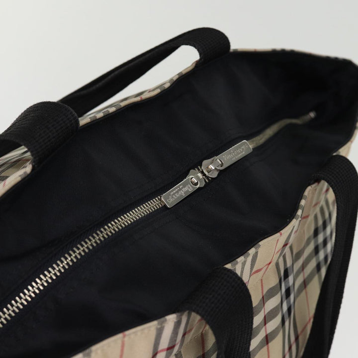 BURBERRYSs Blue Label Nova Check Tote Bag Nylon Beige Auth kk239