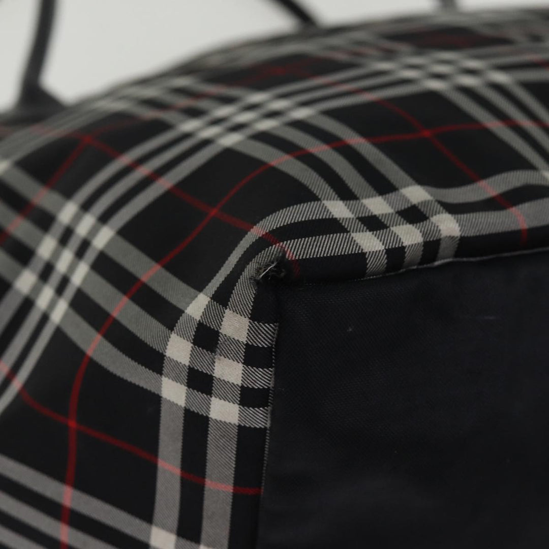 BurberrySs Nova Check Blue Label Tote Bag Nylon Black Auth kk241