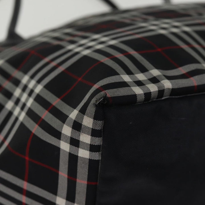 BurberrySs Nova Check Blue Label Tote Bag Nylon Black Auth kk241
