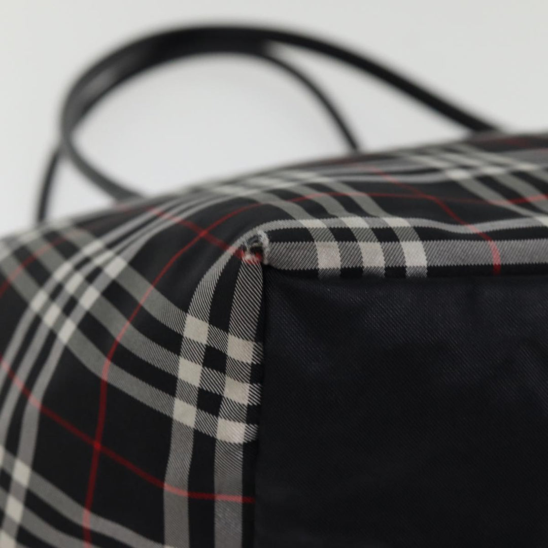 BurberrySs Nova Check Blue Label Tote Bag Nylon Black Auth kk241