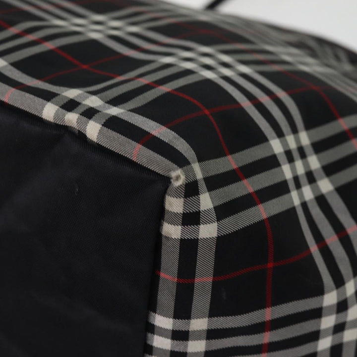 BurberrySs Nova Check Blue Label Tote Bag Nylon Black Auth kk241