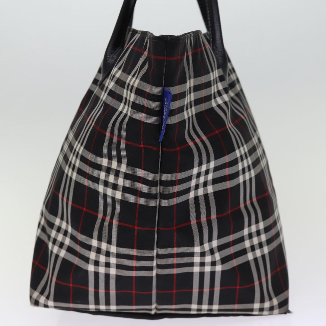 BurberrySs Nova Check Blue Label Tote Bag Nylon Black Auth kk241