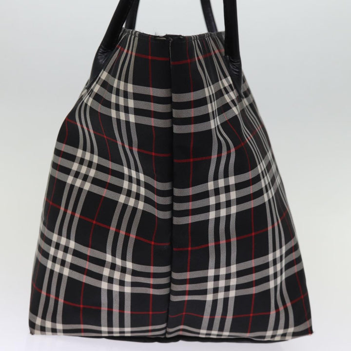 BurberrySs Nova Check Blue Label Tote Bag Nylon Black Auth kk241
