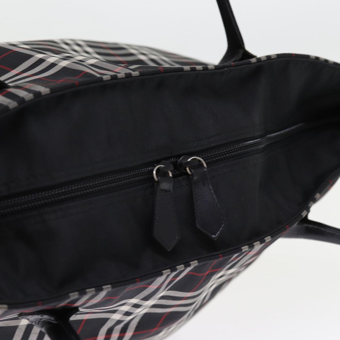 BurberrySs Nova Check Blue Label Tote Bag Nylon Black Auth kk241
