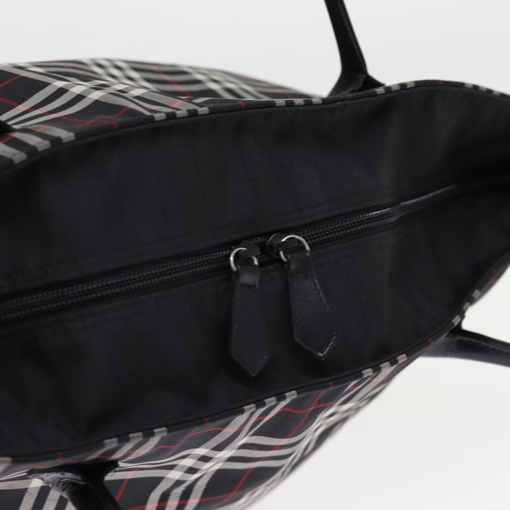 BurberrySs Nova Check Blue Label Tote Bag Nylon Black Auth kk241
