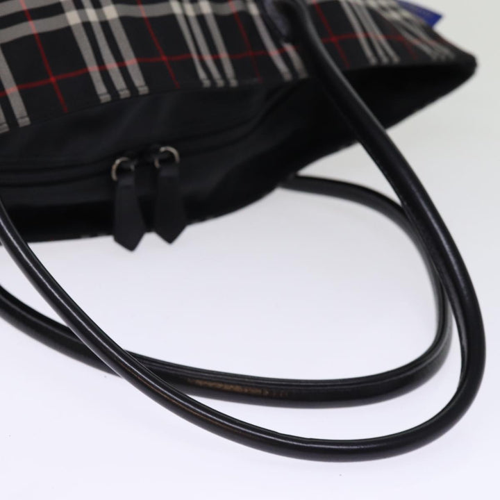 BurberrySs Nova Check Blue Label Tote Bag Nylon Black Auth kk241