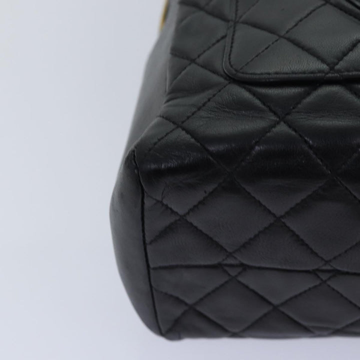 Top Quality Chanel Matelasse COCO Mark Hand Bag Lamb Skin Black Gold CC Auth kk300