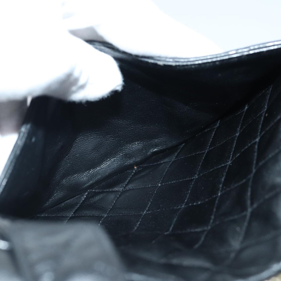 Top Quality Chanel Matelasse COCO Mark Hand Bag Lamb Skin Black Gold CC Auth kk300