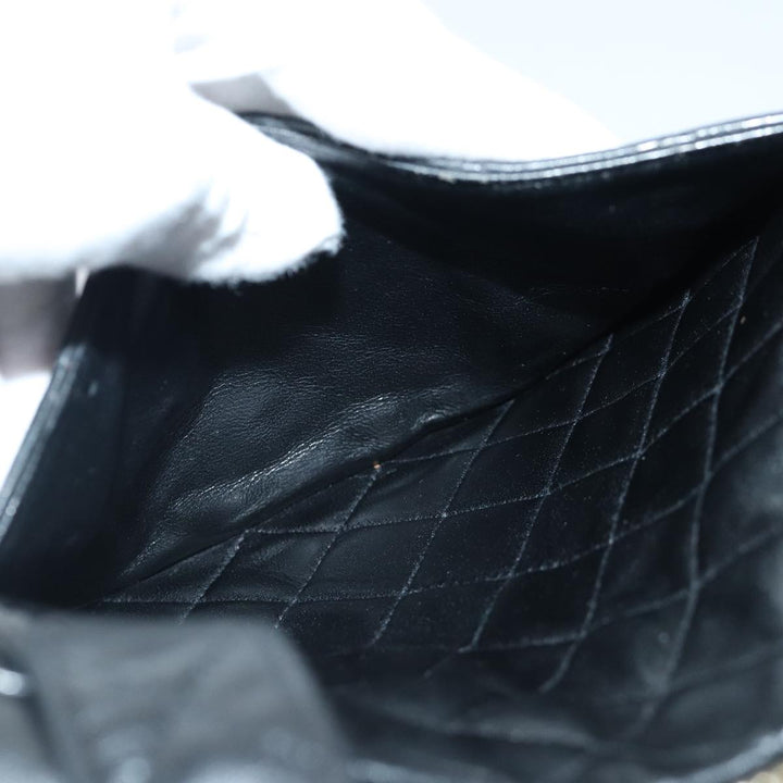 Top Quality Chanel Matelasse COCO Mark Hand Bag Lamb Skin Black Gold CC Auth kk300