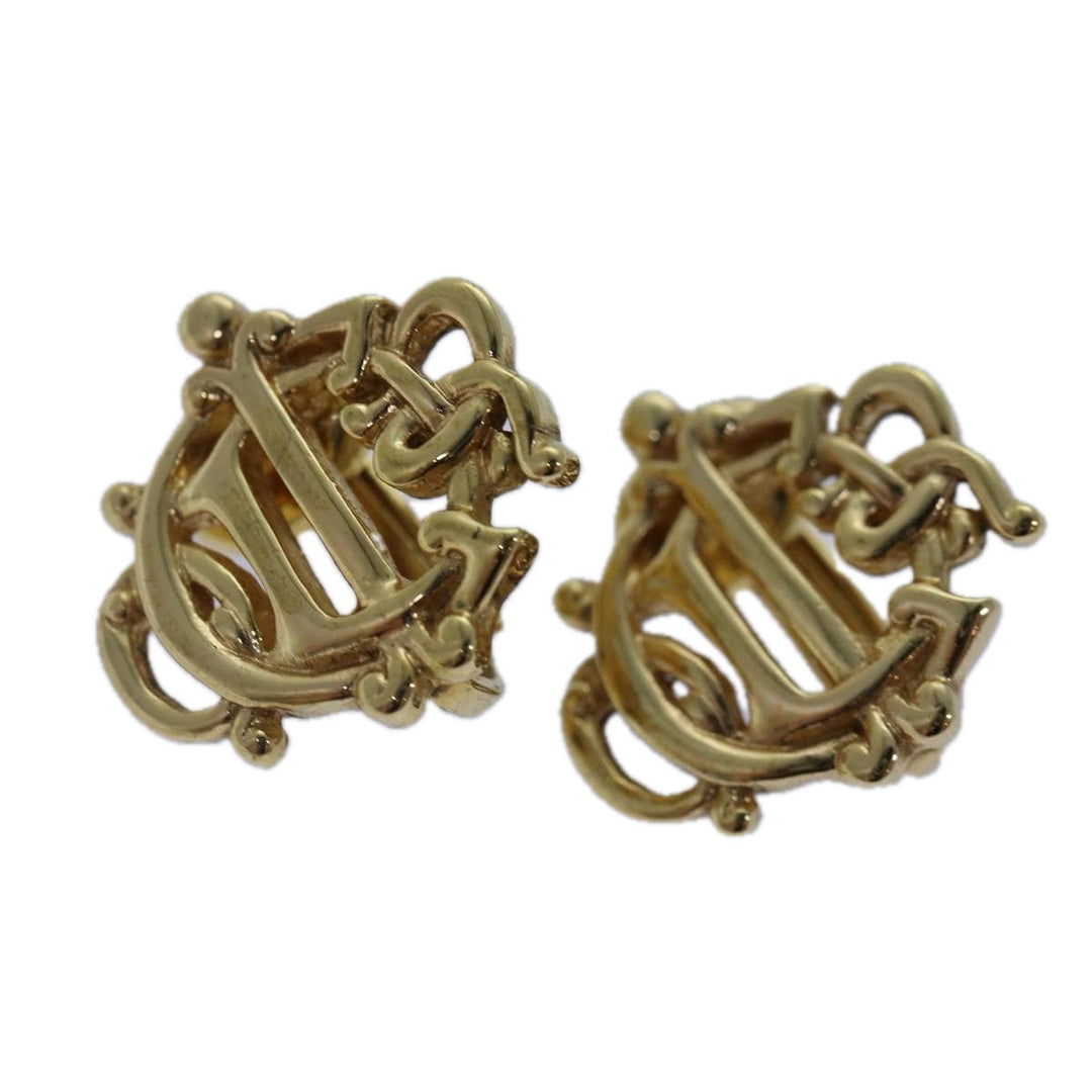 CHRISTIAN Top quality Dior Pierce Earring metal Gold Auth kk326