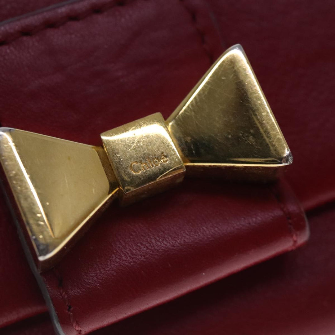 Chloe Key Case Wallet Leather Red Gold kk359