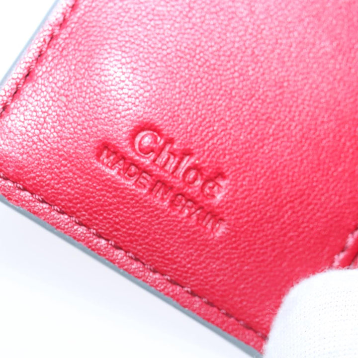 Chloe Key Case Wallet Leather Red Gold kk359