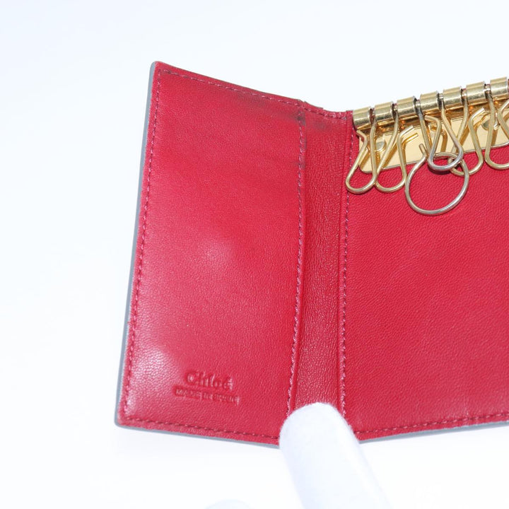 Chloe Key Case Wallet Leather Red Gold kk359