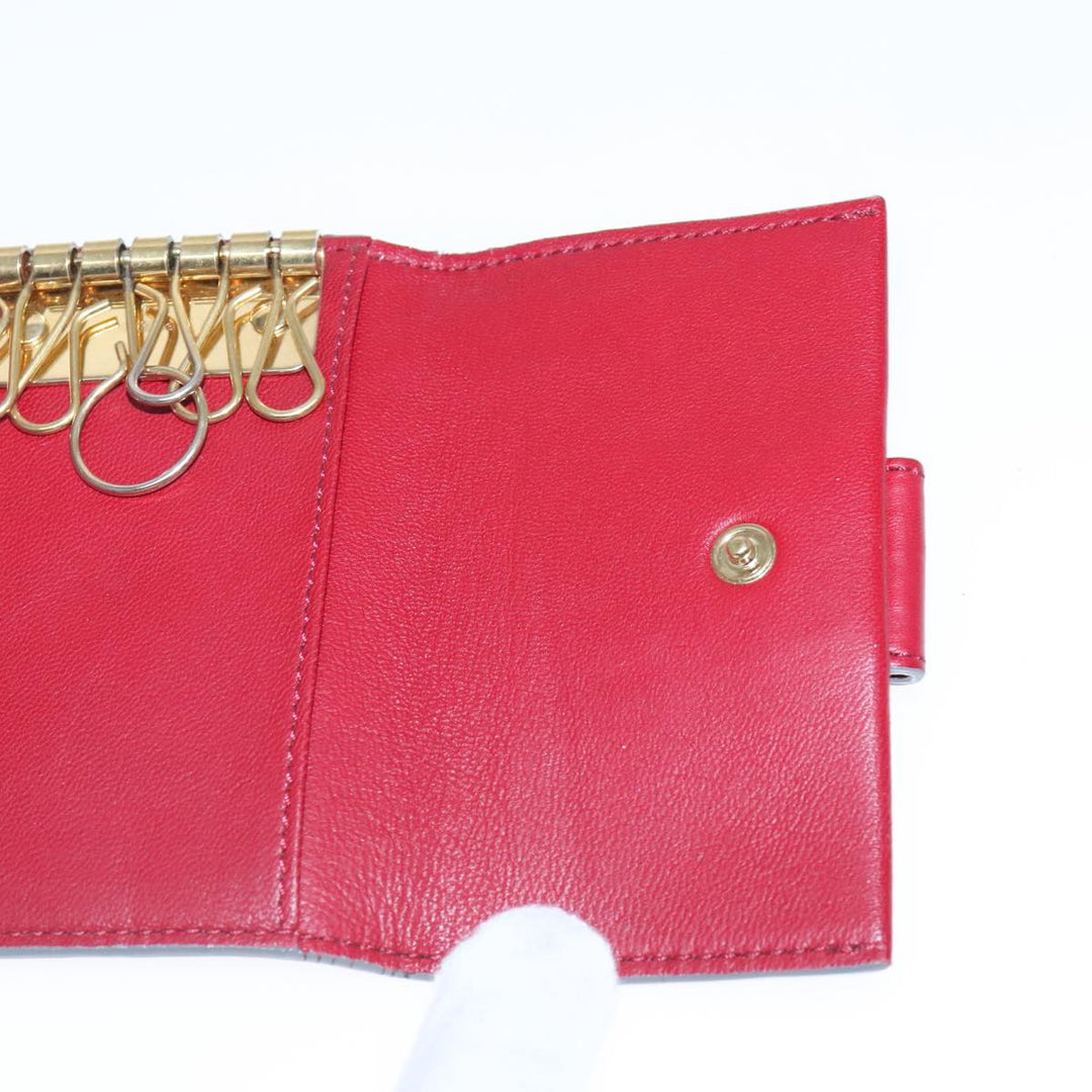 Chloe Key Case Wallet Leather Red Gold kk359