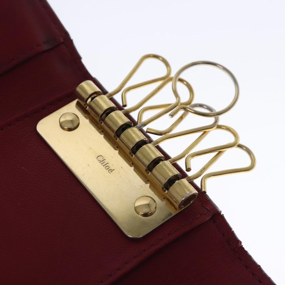 Chloe Key Case Wallet Leather Red Gold kk359