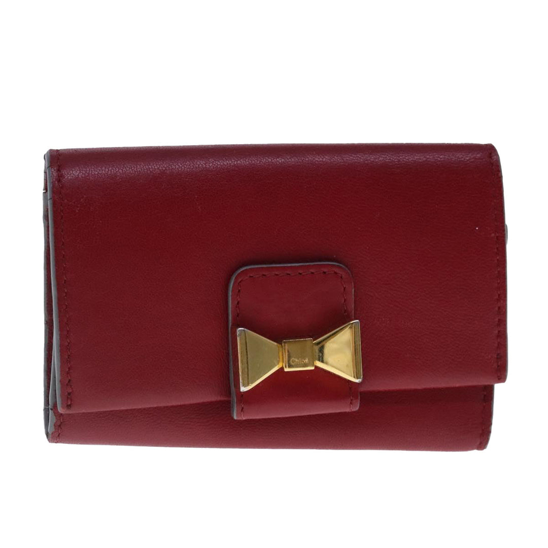 Chloe Key Case Wallet Leather Red Gold kk359