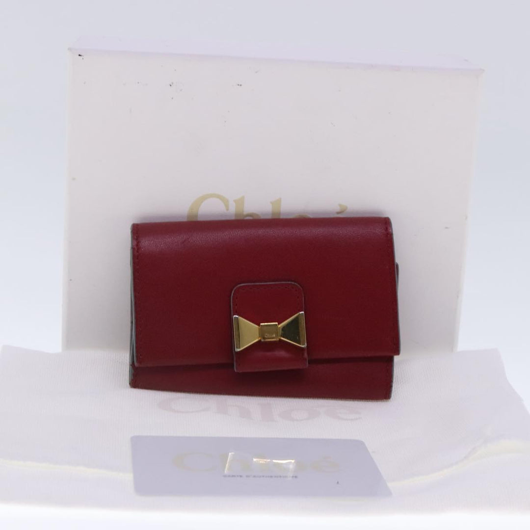 Chloe Key Case Wallet Leather Red Gold kk359