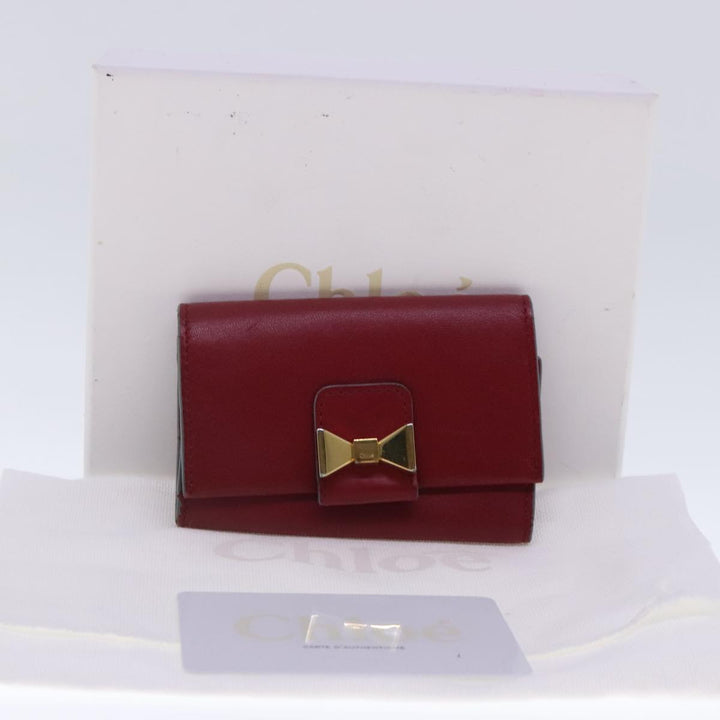 Chloe Key Case Wallet Leather Red Gold kk359