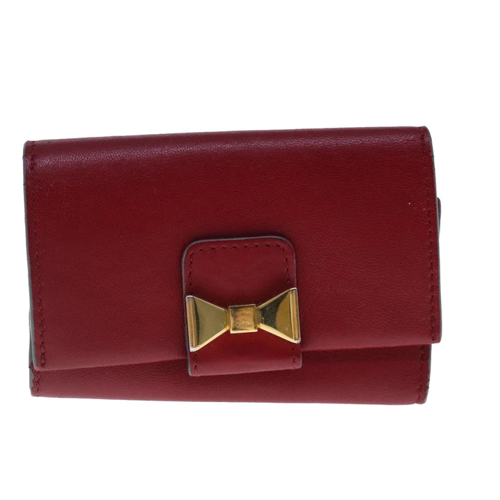Chloe Key Case Wallet Leather Red Gold kk359