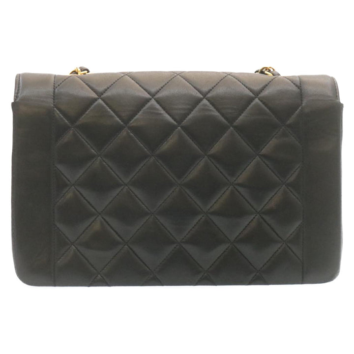 Top Quality Chanel Chain Turn Lock Diana Matelasse Shoulder Bag Lamb Skin Black Auth knn076