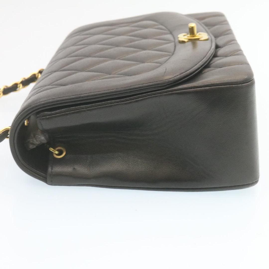 Top Quality Chanel Chain Turn Lock Diana Matelasse Shoulder Bag Lamb Skin Black Auth knn076