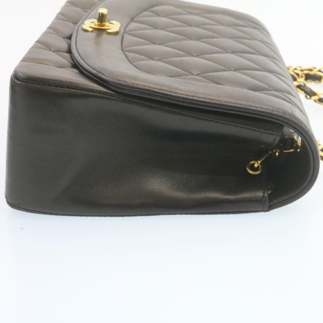 Top Quality Chanel Chain Turn Lock Diana Matelasse Shoulder Bag Lamb Skin Black Auth knn076