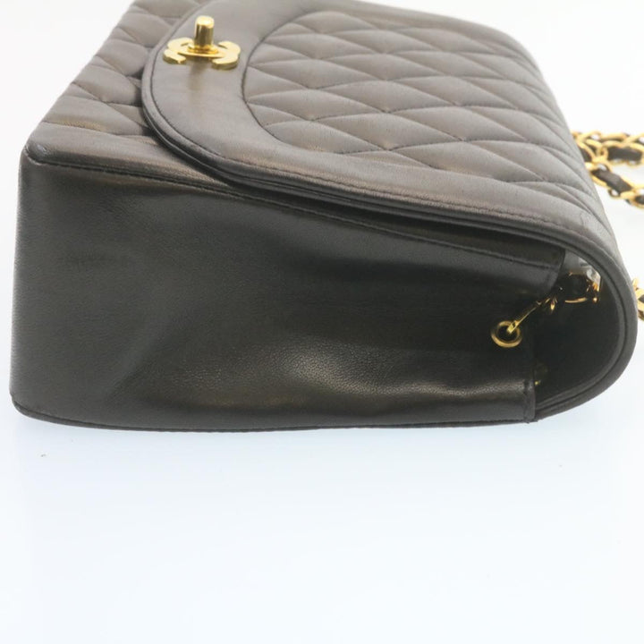 Top Quality Chanel Chain Turn Lock Diana Matelasse Shoulder Bag Lamb Skin Black Auth knn076